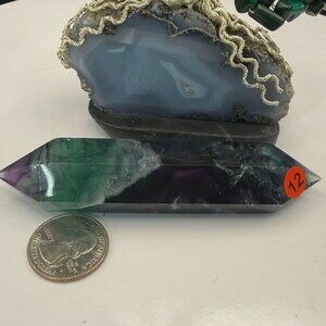 Rainbow Fluorite Double Terminated Wand Points Phantoms Rainbows 4.13" Tall  12